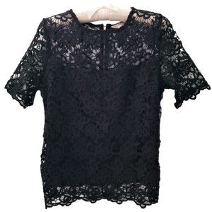Nanette Lepore Black Floral Lace Crochet Lined Top M